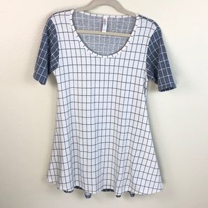 LuLaRoe The Perfect Tee Blue Grid